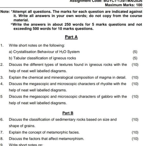 BGYCT 135 QUESTION PAPER