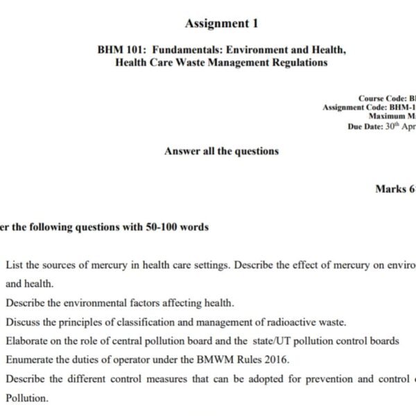 BHM 101 QUESTION PAPER