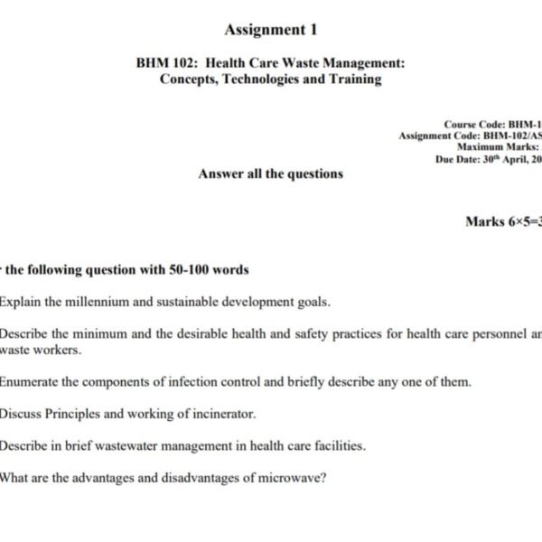 BHM 102 QUESTION PAPER