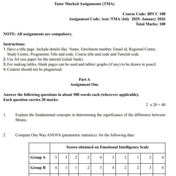 BPCC 108 QUESTION PAPER
