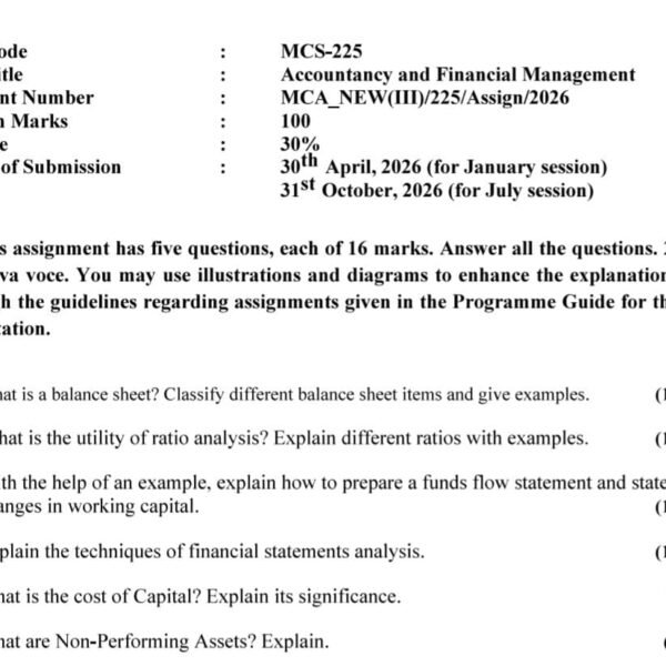 MCS 225 QUESTION PAPER