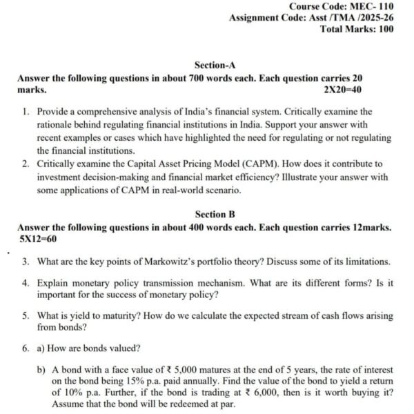 MEC 110 QUESTION PAPER