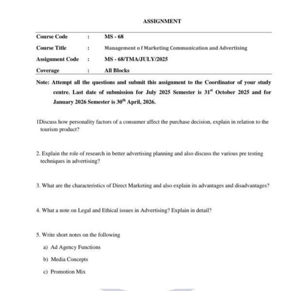 MS 68 QUESTION PAPER