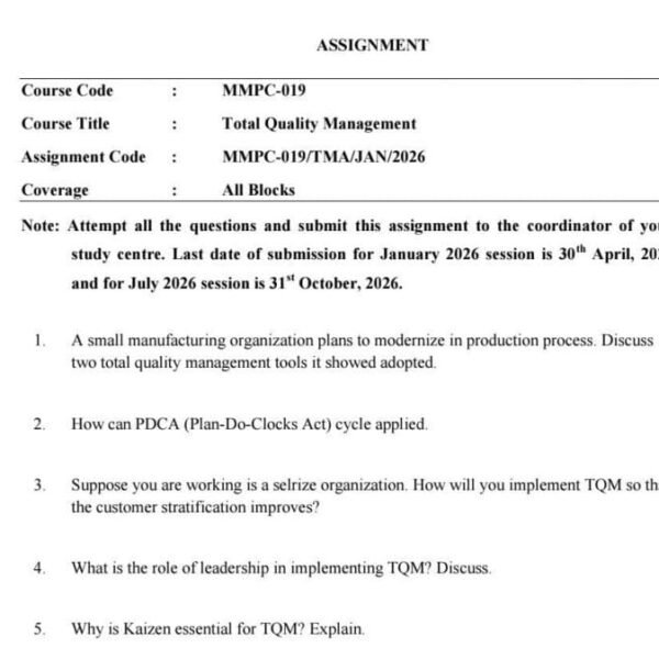 MMPC 019 IGNOU Assignment