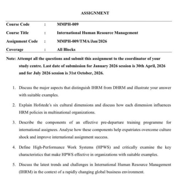 MMPH 009 IGNOU Assignment