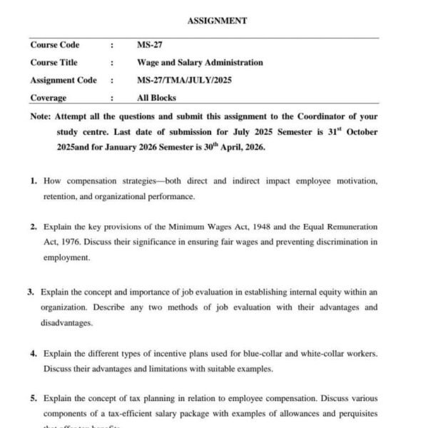 MS 27 IGNOU Assignment