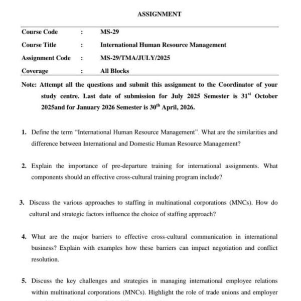 MS 29 IGNOU Assignment