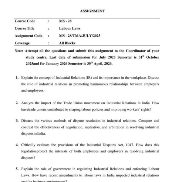 MS 28 IGNOU Assignment