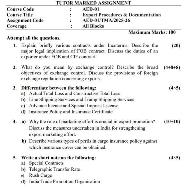 AED 01 QUESTION PAPER