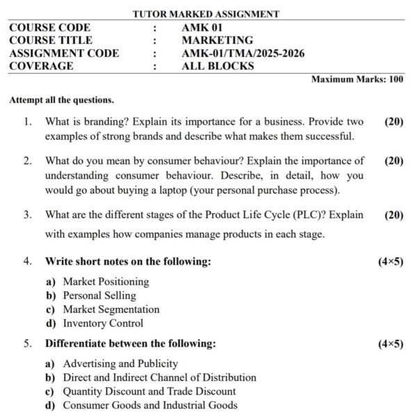 AMK 01 QUESTION PAPER