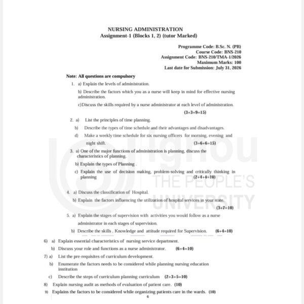 BNS 210 QUESTION PAPER