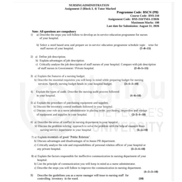 BNS 210 QUESTION PAPER