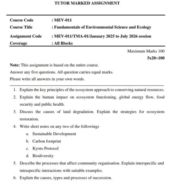 MEV 011 QUESTION PAPER