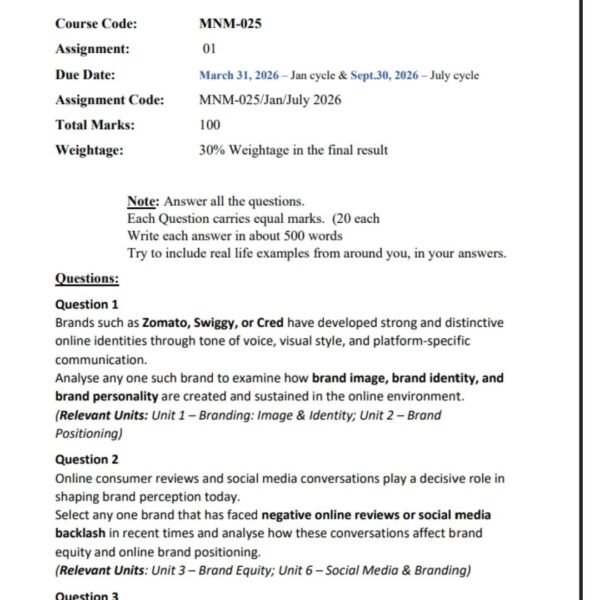 MNM 25 QUESTION PAPER