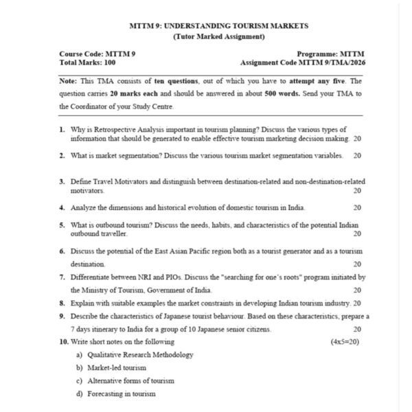 MTTM 9 QUESTION PAPER