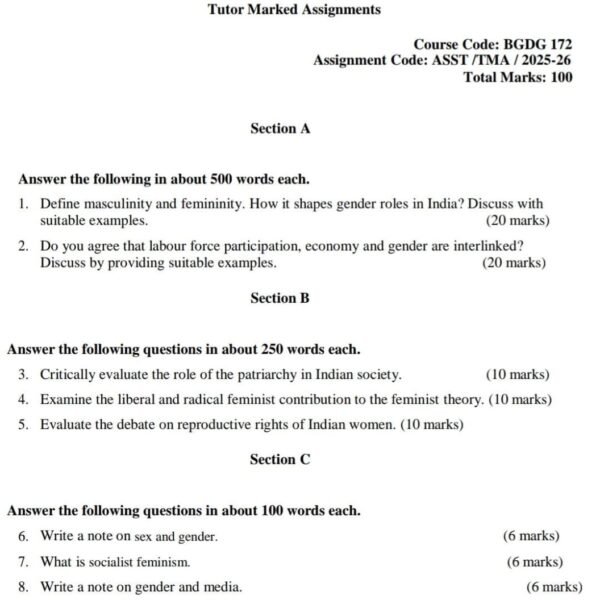 BGDG 172 QUESTION PAPER