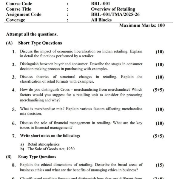 BRL 01 QUESTION PAPER
