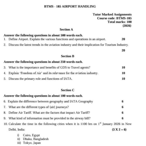 BTMS-185 QUESTION PAPER