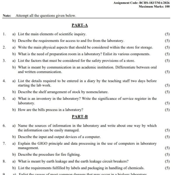 BCHS 183 QUESTION PAPER