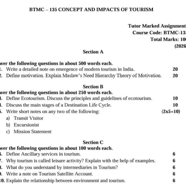 BTMC-135 QUESTION PAPER
