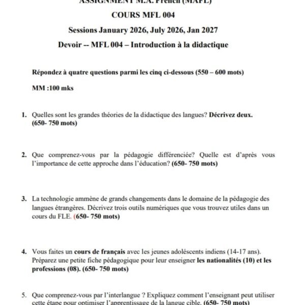 MFL 4 QUESTION PAPER