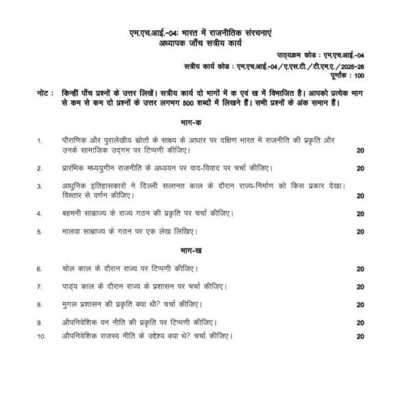 MHI 04 IGNOU Assignment