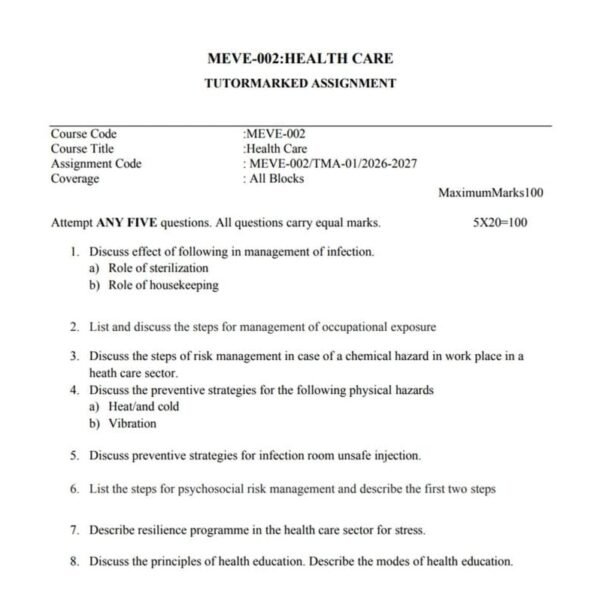 MEVE 002 IGNOU Assignment