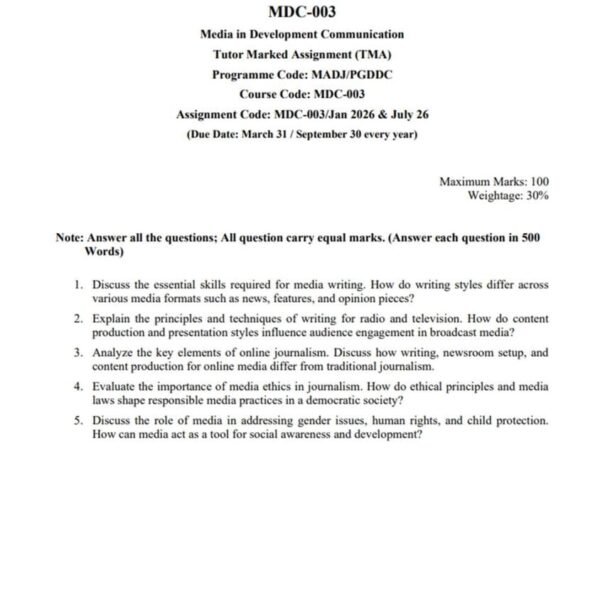 MDC 013 IGNOU ASsignment