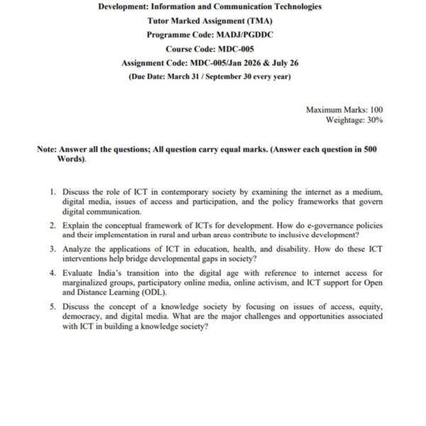 MDC 005 IGNOU Assignment