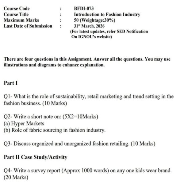 BFDI 073 QUESTION PAPER