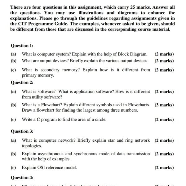 CIT 01 QUESTION PAPER