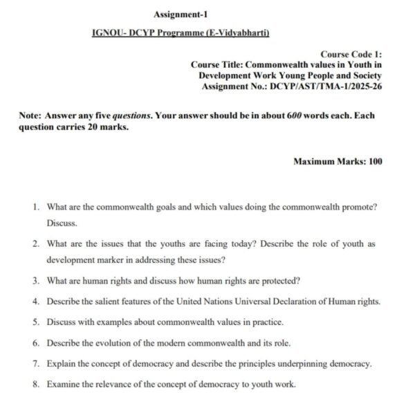 DCYP-1 QUESTION PAPER
