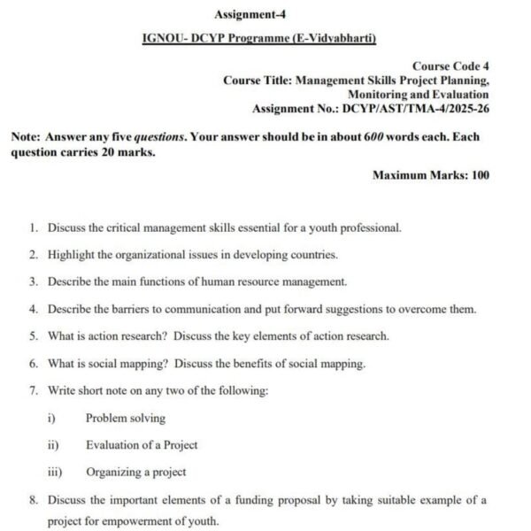 DCYP 4 QUESTION PAPER