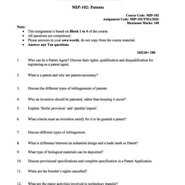 MIP-102 QUESTION PAPER