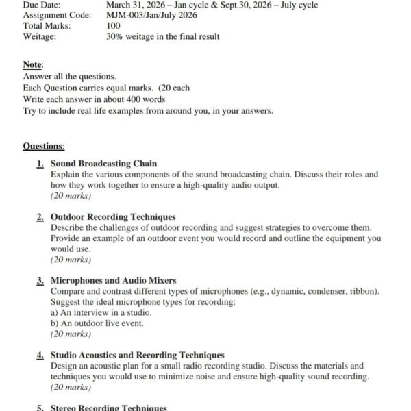 MJM 03 QUESTION PAPER