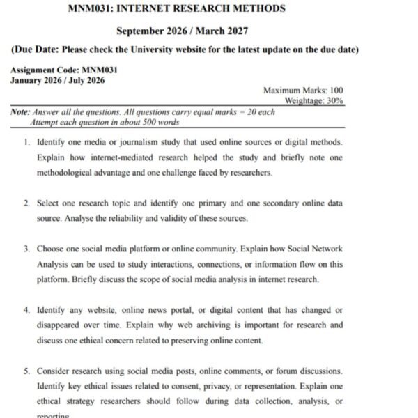 MNM 31 QUESTION PAPER