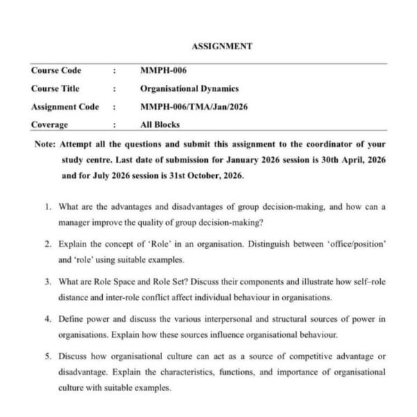 MMPH 006 IGNOU Assignment