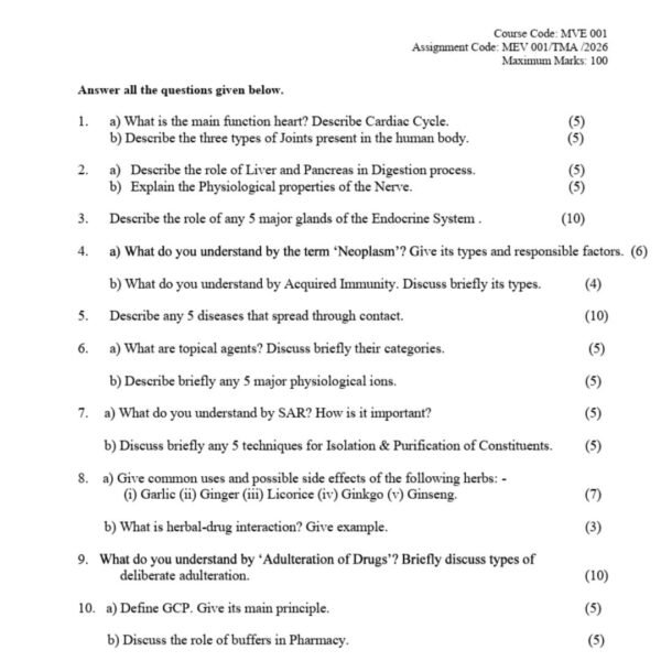 MVE 1 QUESTION PAPER