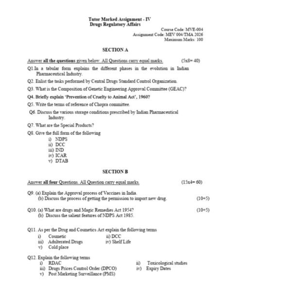 MVE 4 QUESTION PAPER
