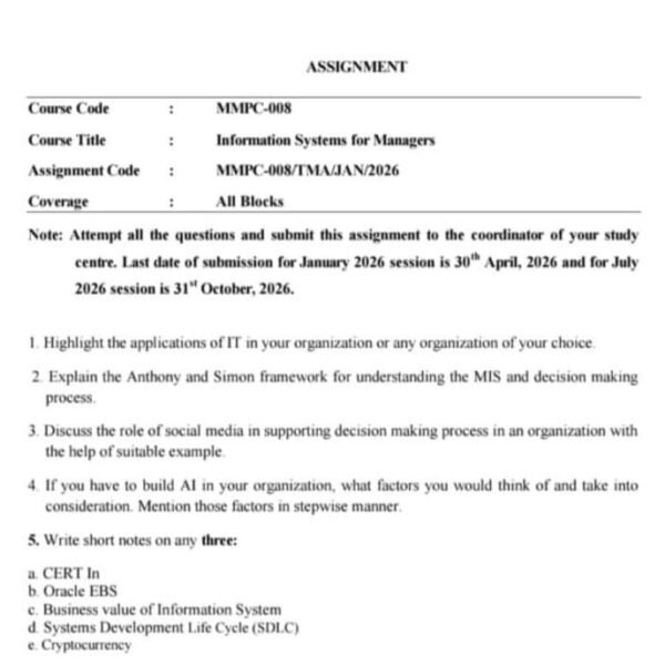 MMPC 008 IGNOU Assignment