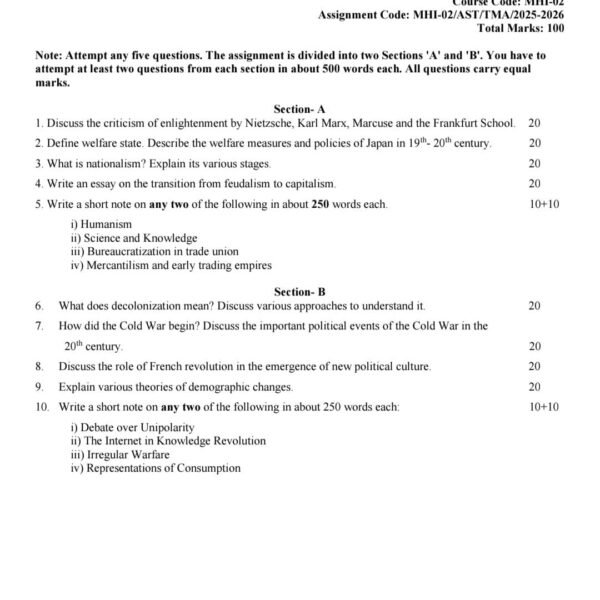 MHI 02 IGNOU Assignment