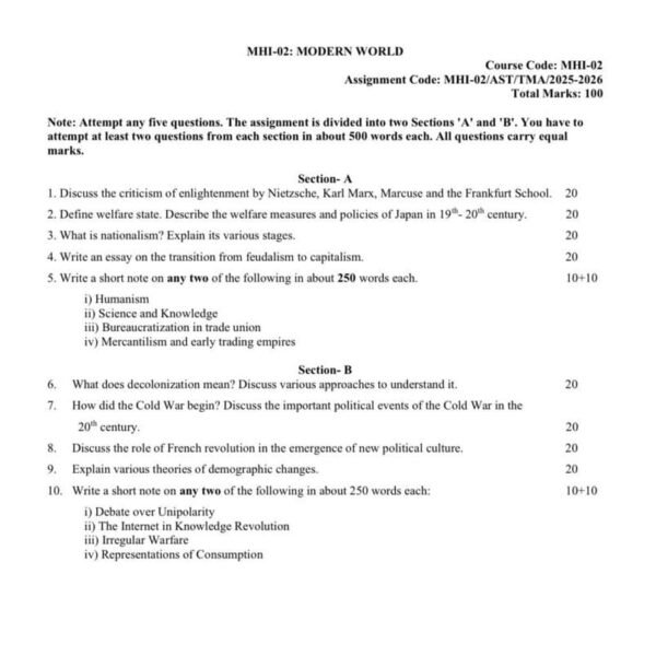 MHI 02 IGNOU Assignment