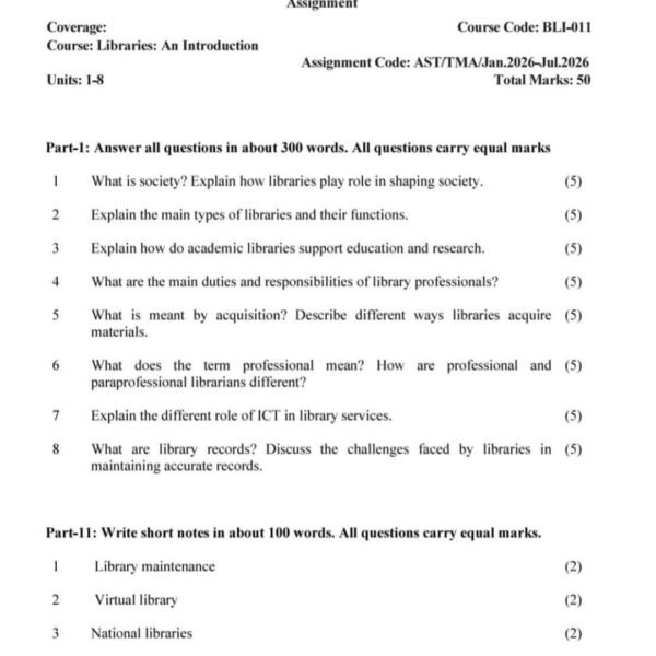 BLI-011 QUESTION PAPER