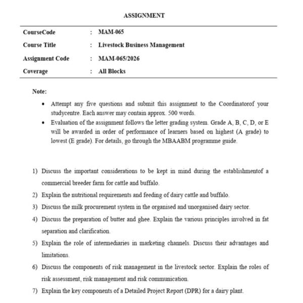 MAM 65 QUESTION PAPER