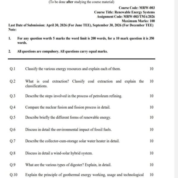 MRW 003 QUESTION PAPER