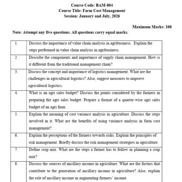 BAM 4 QUESTION PAPER