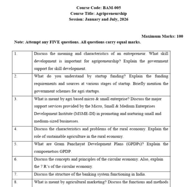 BAM 5 QUESTION PAPER