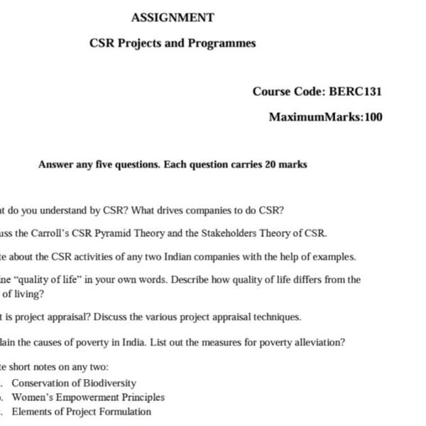 BERC-131 QUESTION PAPER