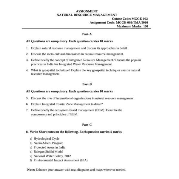 MGGE 2 QUESTION PAPER