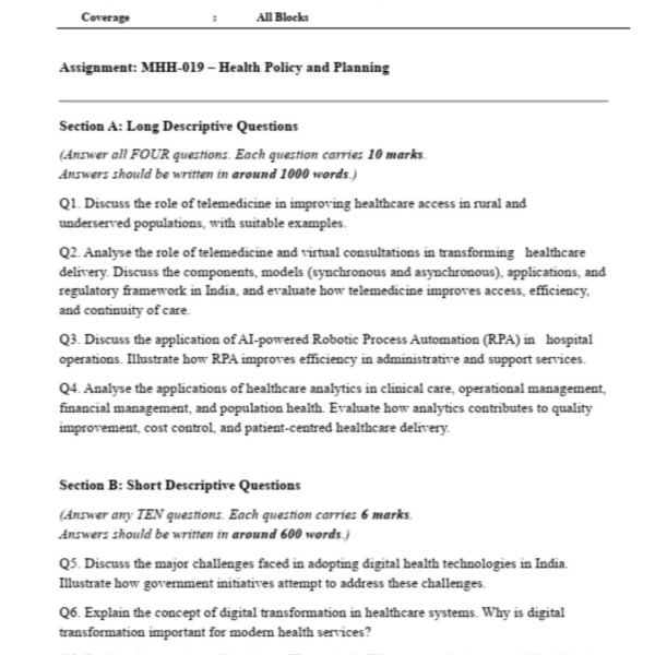 MHH-019 QUESTION PAPER